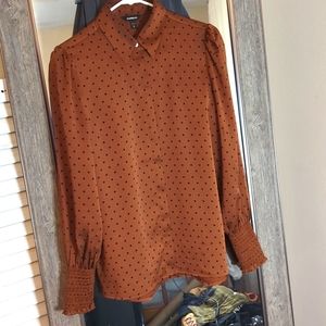 Express polka dot ruffle blouse